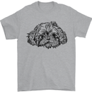 Shih Tzu Drawing Dogs Mens T-Shirt 100% Cotton Sports Grey