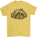 Shih Tzu Drawing Dogs Mens T-Shirt 100% Cotton Yellow