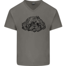 Shih Tzu Drawing Dogs Mens V-Neck Cotton T-Shirt Charcoal