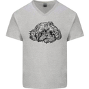 Shih Tzu Drawing Dogs Mens V-Neck Cotton T-Shirt Sports Grey