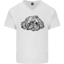 Shih Tzu Drawing Dogs Mens V-Neck Cotton T-Shirt White