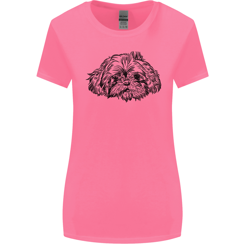 Shih Tzu Drawing Dogs Womens Wider Cut T-Shirt Azalea
