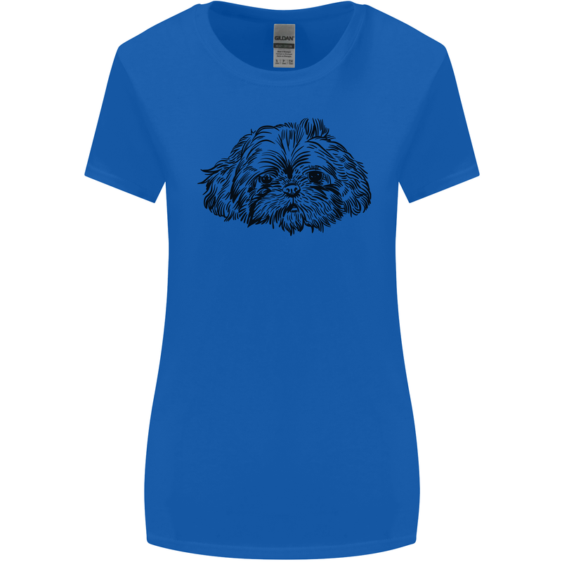 Shih Tzu Drawing Dogs Womens Wider Cut T-Shirt Royal Blue