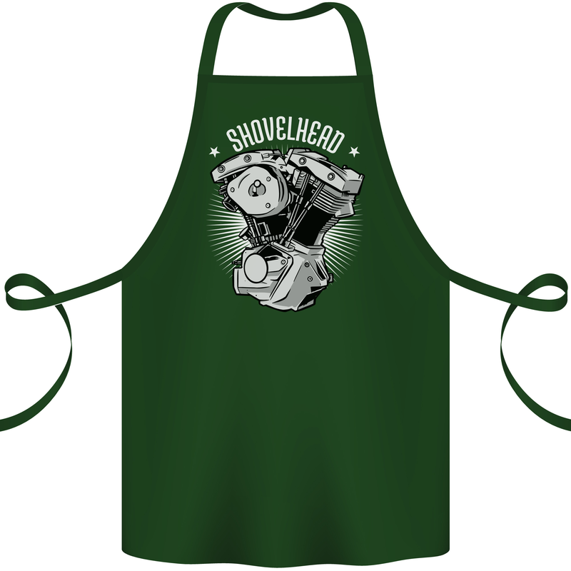Shovelhead Motorcycle Engine Biker Cotton Apron 100% Organic Forest Green
