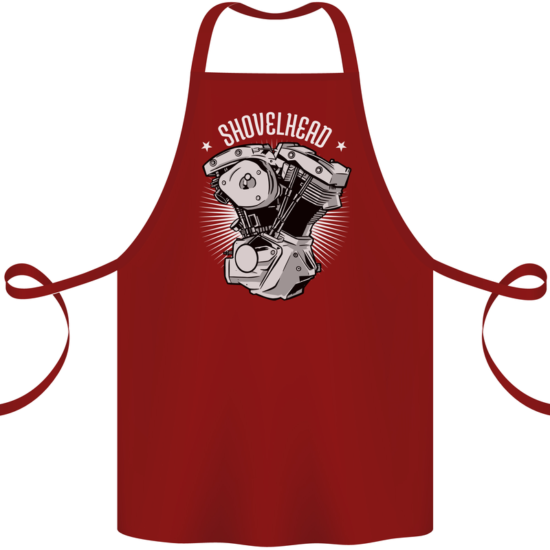 Shovelhead Motorcycle Engine Biker Cotton Apron 100% Organic Maroon