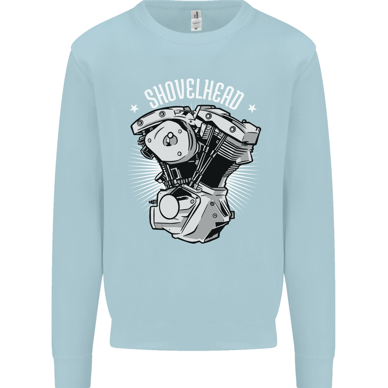 Shovelhead Motorcycle Engine Biker Kids Sweatshirt Jumper Light Blue