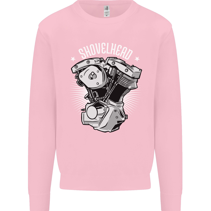 Shovelhead Motorcycle Engine Biker Kids Sweatshirt Jumper Light Pink