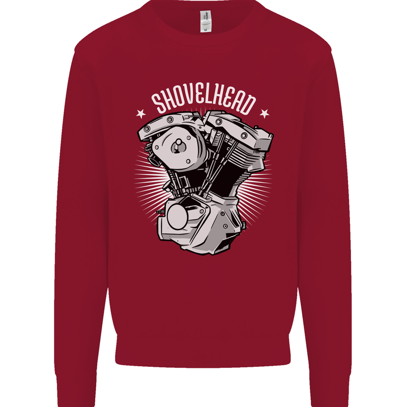 Shovelhead Motorcycle Engine Biker Kids Sweatshirt Jumper Red
