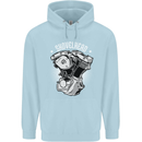 Shovelhead Motorcycle Engine Biker Mens 80% Cotton Hoodie Light Blue