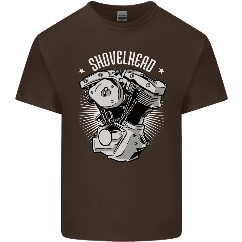 Shovelhead Motorcycle Engine Biker Mens Cotton T-Shirt Tee Top Dark Chocolate