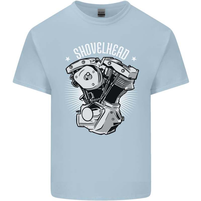 Shovelhead Motorcycle Engine Biker Mens Cotton T-Shirt Tee Top Light Blue