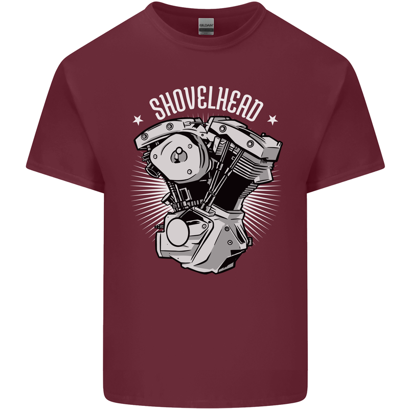 Shovelhead Motorcycle Engine Biker Mens Cotton T-Shirt Tee Top Maroon