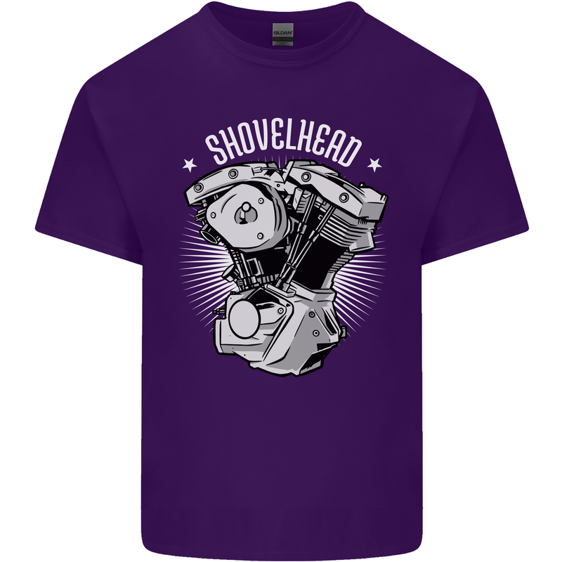 Shovelhead Motorcycle Engine Biker Mens Cotton T-Shirt Tee Top Purple