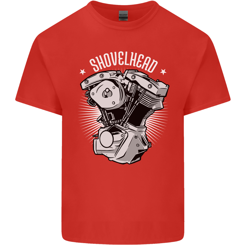 Shovelhead Motorcycle Engine Biker Mens Cotton T-Shirt Tee Top Red