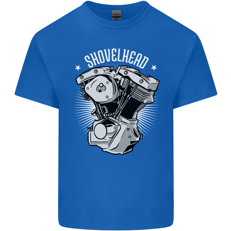 Shovelhead Motorcycle Engine Biker Mens Cotton T-Shirt Tee Top Royal Blue
