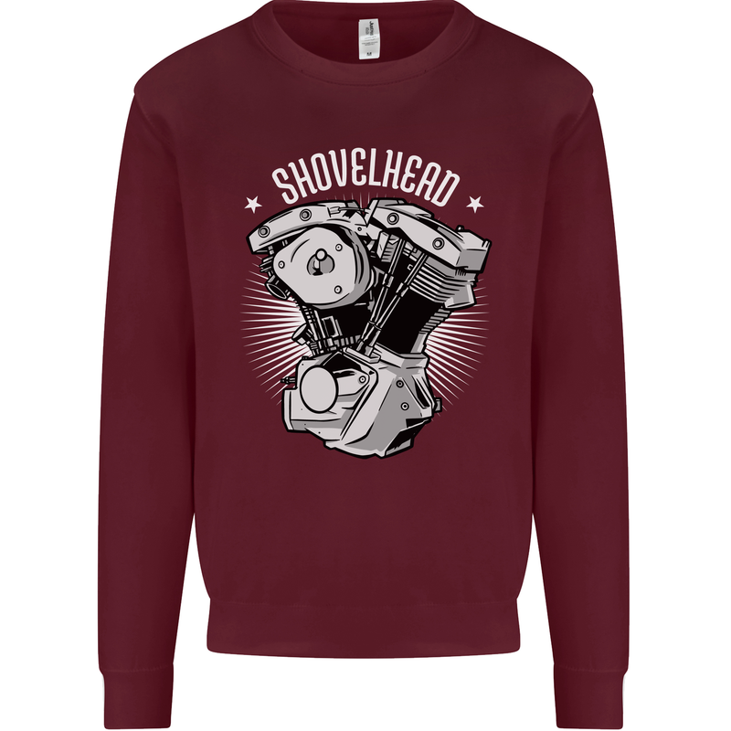 Shovelhead Motorcycle Engine Biker Mens Sweatshirt Jumper Maroon