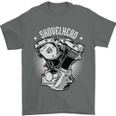 Shovelhead Motorcycle Engine Biker Mens T-Shirt 100% Cotton Charcoal