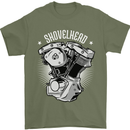 Shovelhead Motorcycle Engine Biker Mens T-Shirt 100% Cotton Military Green
