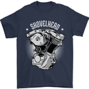 Shovelhead Motorcycle Engine Biker Mens T-Shirt 100% Cotton Navy Blue