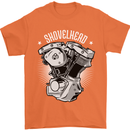 Shovelhead Motorcycle Engine Biker Mens T-Shirt 100% Cotton Orange