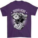 Shovelhead Motorcycle Engine Biker Mens T-Shirt 100% Cotton Purple
