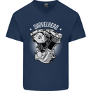 Shovelhead Motorcycle Engine Biker Mens V-Neck Cotton T-Shirt Navy Blue