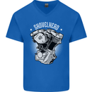 Shovelhead Motorcycle Engine Biker Mens V-Neck Cotton T-Shirt Royal Blue