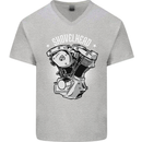Shovelhead Motorcycle Engine Biker Mens V-Neck Cotton T-Shirt Sports Grey