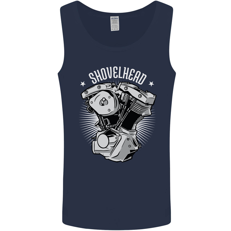 Shovelhead Motorcycle Engine Biker Mens Vest Tank Top Navy Blue