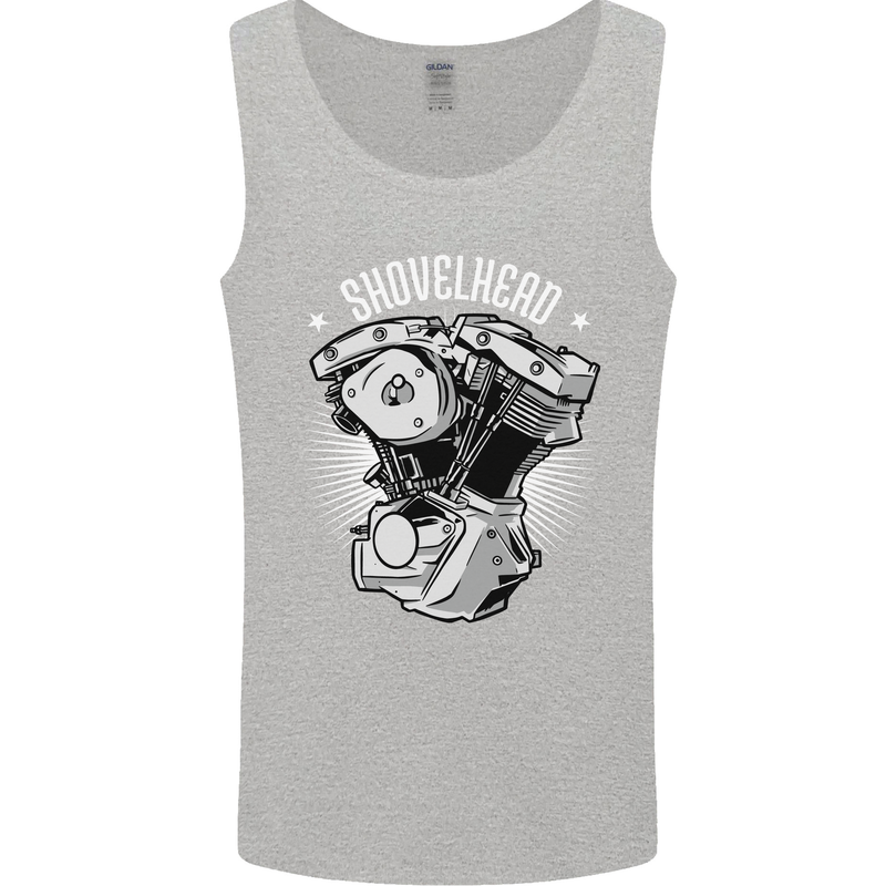 Shovelhead Motorcycle Engine Biker Mens Vest Tank Top Sports Grey