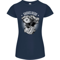 Shovelhead Motorcycle Engine Biker Womens Petite Cut T-Shirt Navy Blue