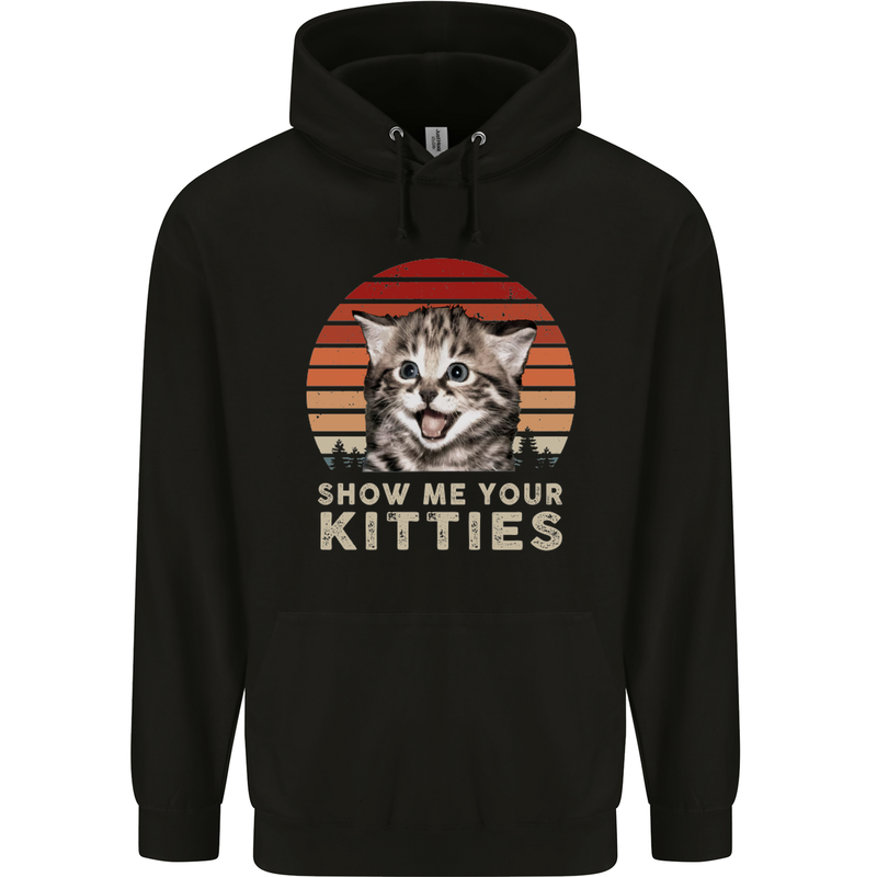 Show Me Your Kitties Funny Cat Kitten Childrens Kids Hoodie Black