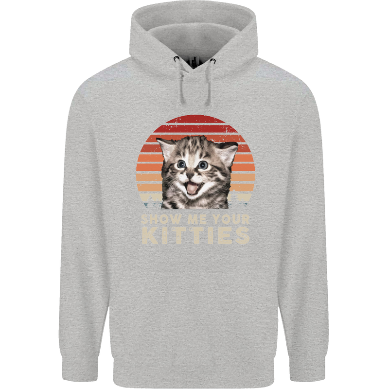 Show Me Your Kitties Funny Cat Kitten Childrens Kids Hoodie Sports Grey