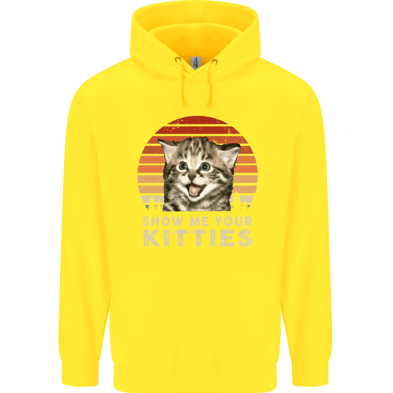 Show Me Your Kitties Funny Cat Kitten Childrens Kids Hoodie Yellow