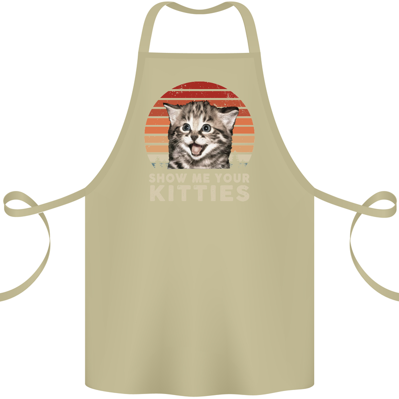 Show Me Your Kitties Funny Cat Kitten Cotton Apron 100% Organic Khaki