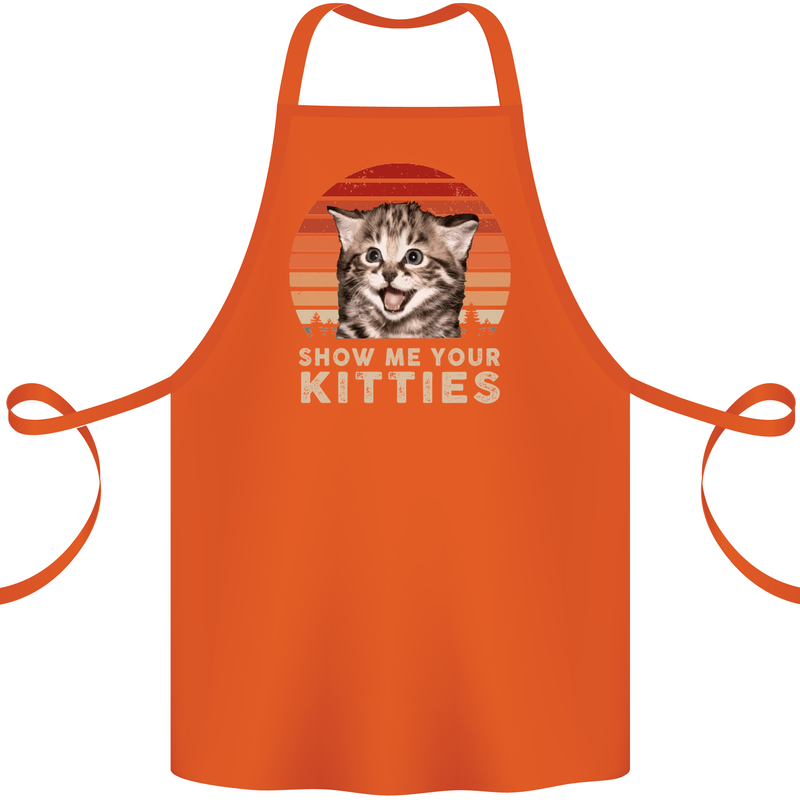 Show Me Your Kitties Funny Cat Kitten Cotton Apron 100% Organic Orange