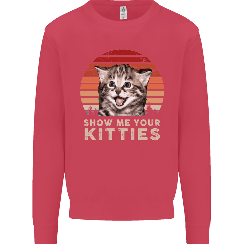 Show Me Your Kitties Funny Cat Kitten Kids Sweatshirt Jumper Heliconia