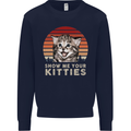 Show Me Your Kitties Funny Cat Kitten Kids Sweatshirt Jumper Navy Blue