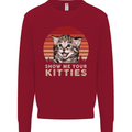 Show Me Your Kitties Funny Cat Kitten Kids Sweatshirt Jumper Red