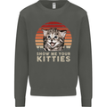 Show Me Your Kitties Funny Cat Kitten Kids Sweatshirt Jumper Storm Grey