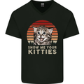 Show Me Your Kitties Funny Cat Kitten Mens V-Neck Cotton T-Shirt Black