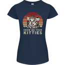 Show Me Your Kitties Funny Cat Kitten Womens Petite Cut T-Shirt Navy Blue