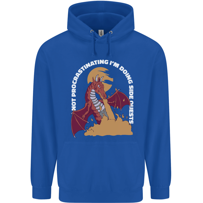 Side Quests Funny Role Playing Games RPG Childrens Kids Hoodie Royal Blue