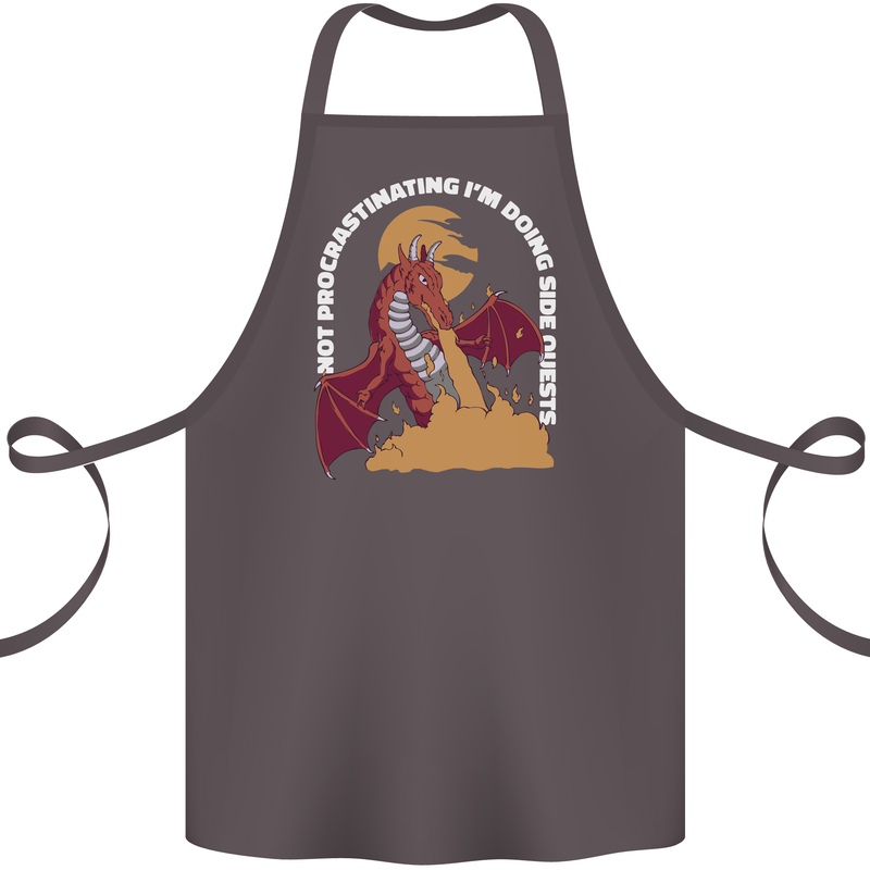 Side Quests Funny Role Playing Games RPG Cotton Apron 100% Organic Dark Grey