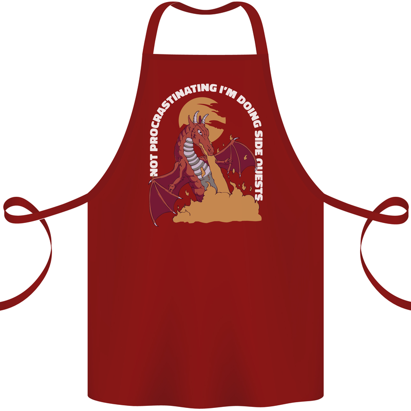 Side Quests Funny Role Playing Games RPG Cotton Apron 100% Organic Maroon