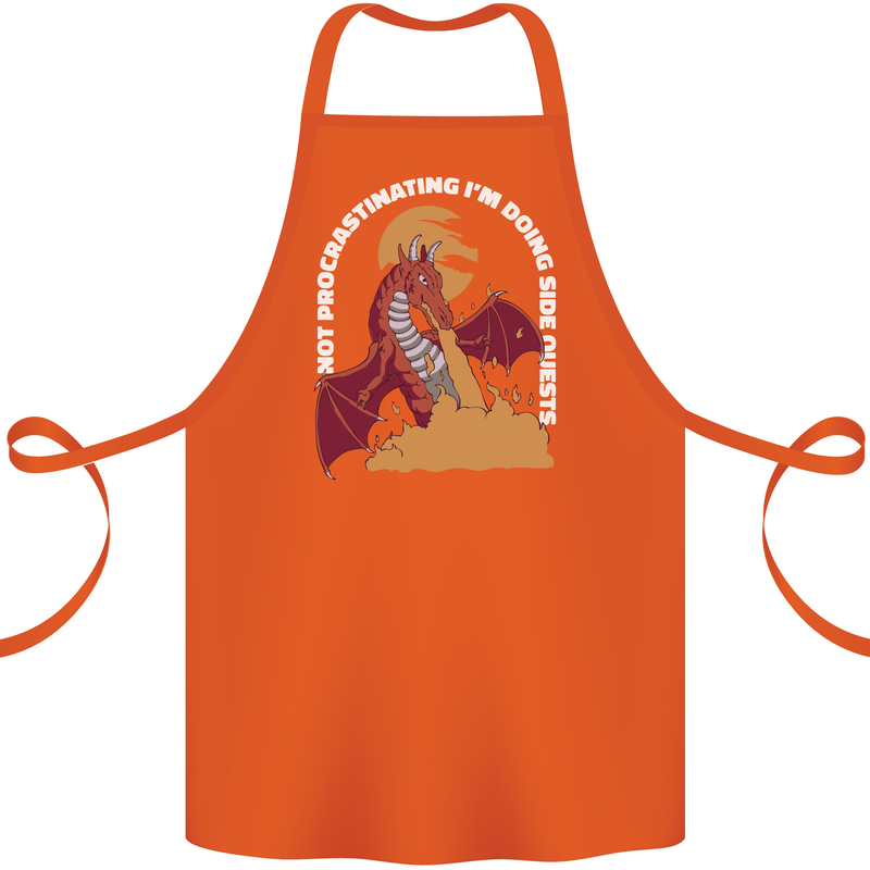 Side Quests Funny Role Playing Games RPG Cotton Apron 100% Organic Orange