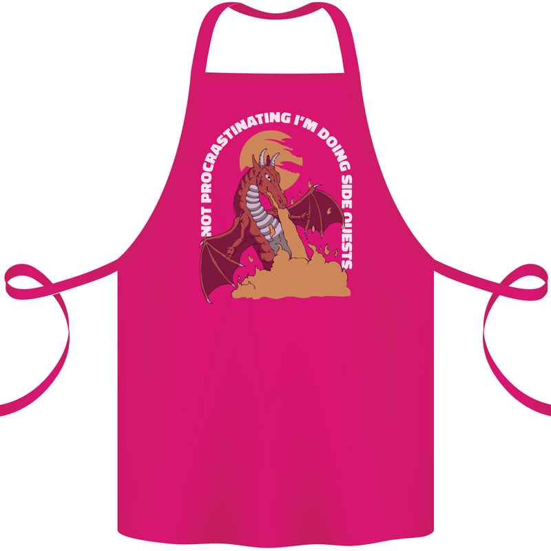 Side Quests Funny Role Playing Games RPG Cotton Apron 100% Organic Pink
