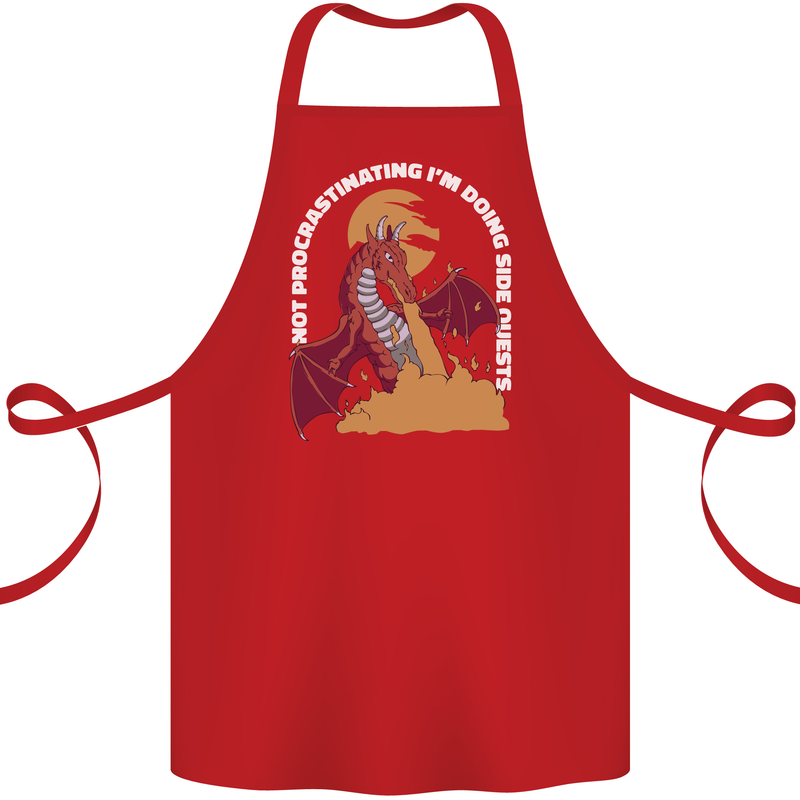 Side Quests Funny Role Playing Games RPG Cotton Apron 100% Organic Red