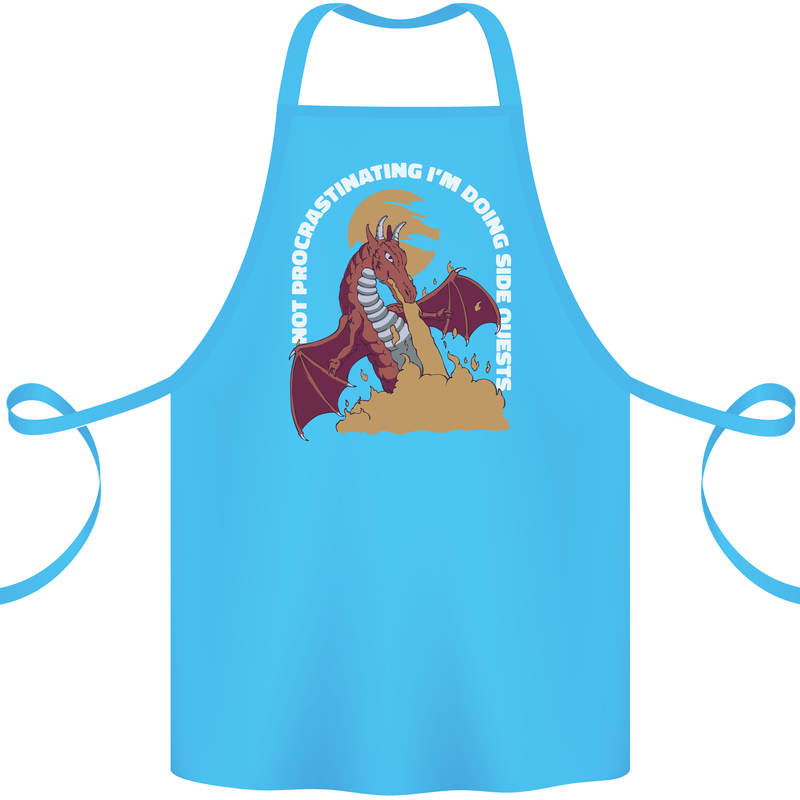 Side Quests Funny Role Playing Games RPG Cotton Apron 100% Organic Turquoise