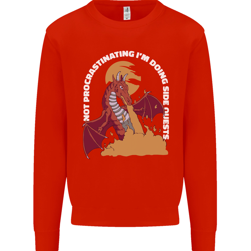 Side Quests Funny Role Playing Games RPG Kids Sweatshirt Jumper Bright Red